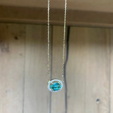Load image into Gallery viewer, Madagascar necklace with oval emerald and diamonds