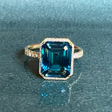 Load image into Gallery viewer, St. Barts ring with London Blue Topaz and diamonds
