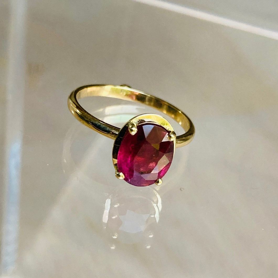 Grenada ring with red tourmaline