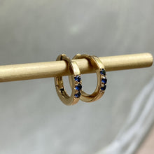 Load image into Gallery viewer, Bora mini hoops with blue sapphires