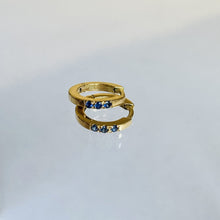 Load image into Gallery viewer, Bora mini hoops with blue sapphires