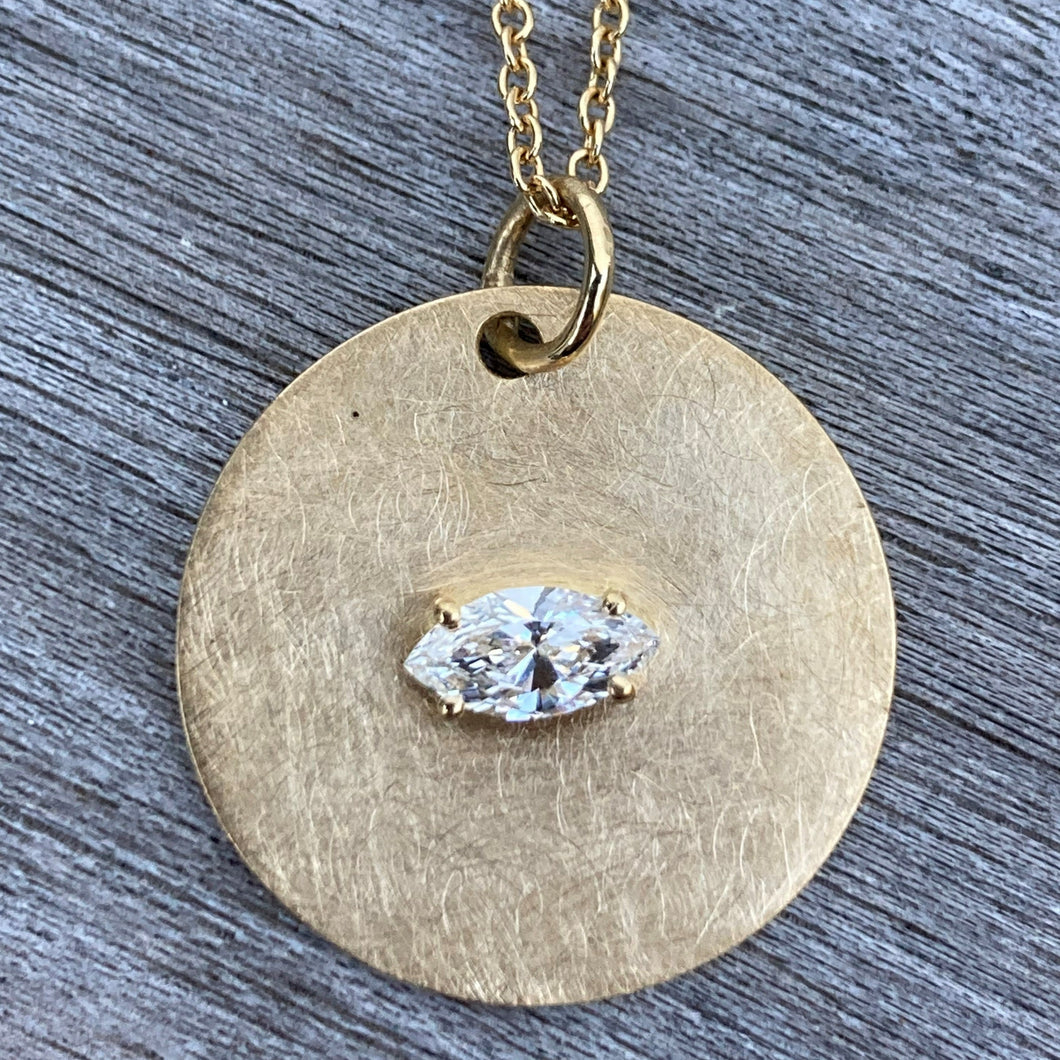 Paros medallion with marquise diamond