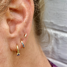 Load image into Gallery viewer, Bora mini hoops with blue sapphires
