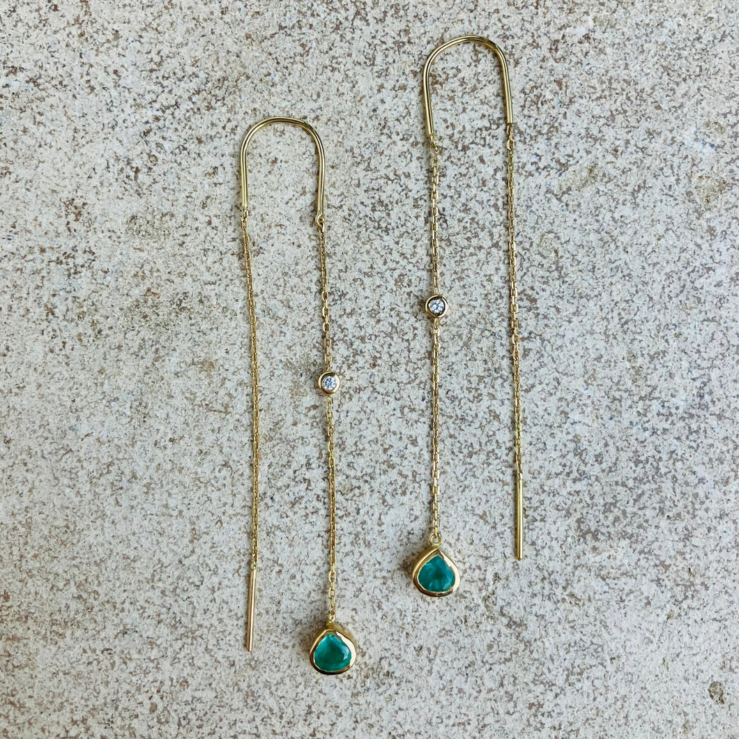Formentera earrings with emeralds and diamonds