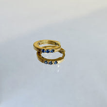 Load image into Gallery viewer, Bora mini hoops with blue sapphires
