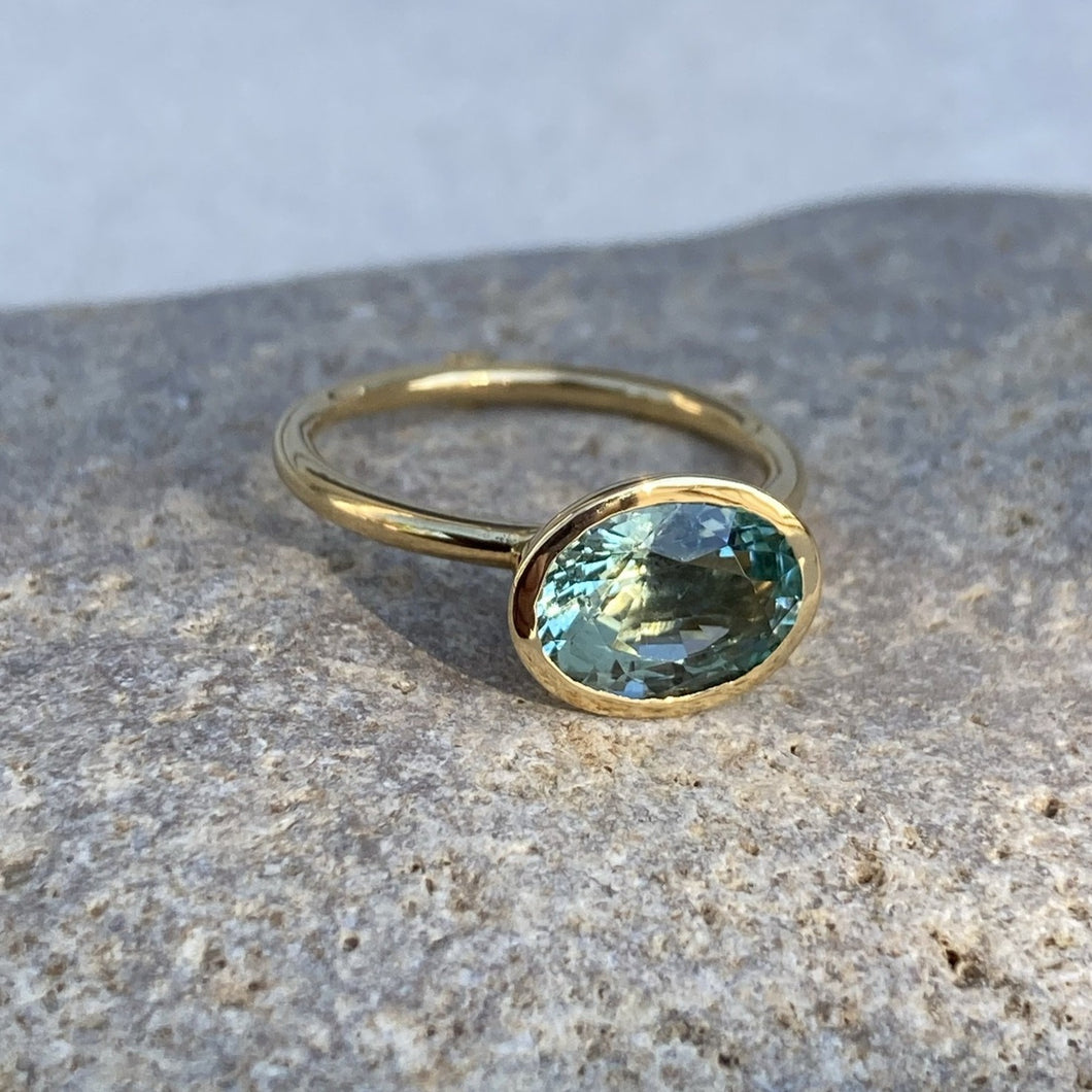 Santorini ring with aquamarine