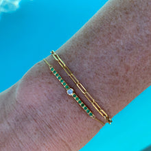 Load image into Gallery viewer, Hawaii bracelet with emeralds and a diamond
